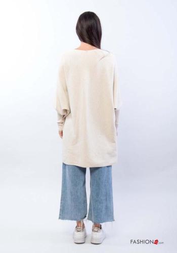 long sleeve crew neck puff sleeve long Sweater - ph 3