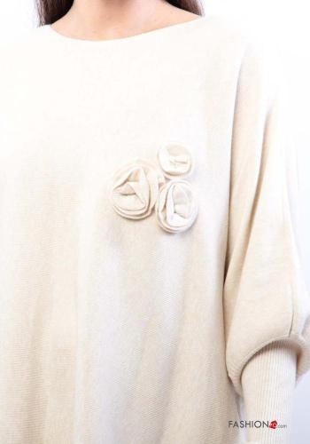 long sleeve crew neck puff sleeve long Sweater - ph 4