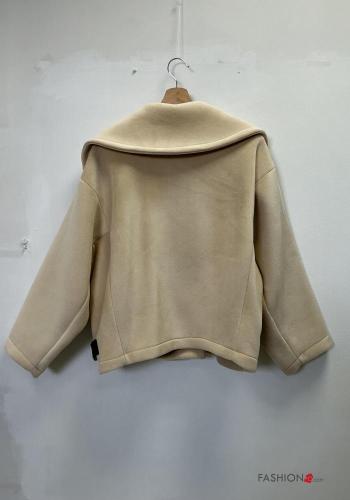 Cappotto maniche lunghe con fibbia corto senza fodera con bottoni con tasche - ph 5