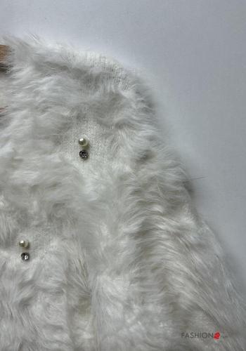long sleeve Sweater with v-neck with rhinestones with pearls - ph 3