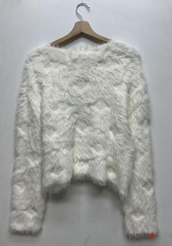 long sleeve Sweater with v-neck with rhinestones with pearls - ph 4