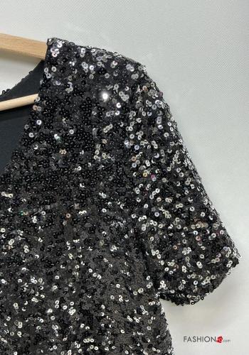 T-shirt manga curta com lantejoulas gola V - ph 2