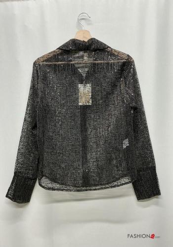 lange ärmel mit kragen Hemd mit Pailletten mit Knöpfen - ph 5