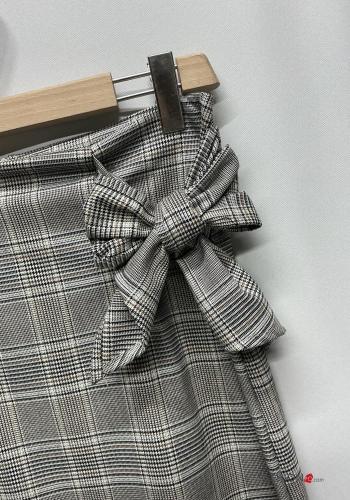 Gonna vita alta Longuette Fantasia tartan con fiocco con zip - ph 2