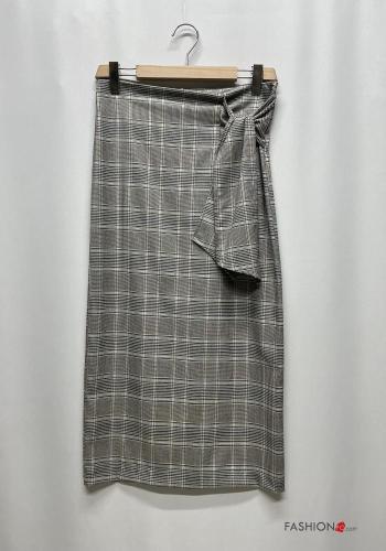 Gonna vita alta Longuette Fantasia tartan con fiocco con zip - ph 3