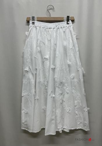 Gonna in Cotone Fantasia ricamata con elastico - ph 4