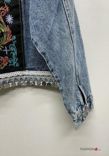 Blusão em Algodão denim com gola com botões com bolsos - ph 7