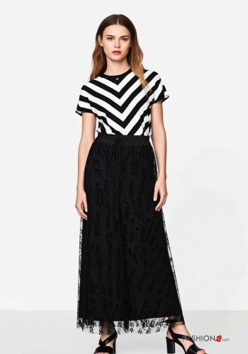 Lettering print tulle Skirt with lining with elastic - ph 1