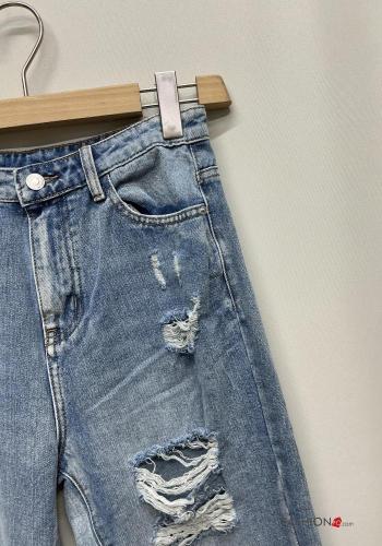 Jeans in Cotone strappati con tasche con bottoni con zip - ph 5