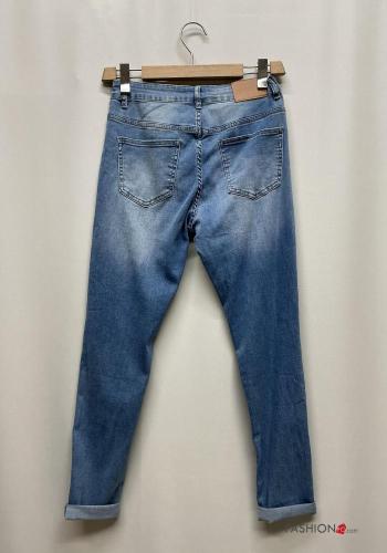Jeans in Cotone skinny strappati con tasche con bottoni con zip - ph 4