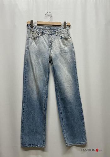 Jeans in Cotone denim con tasche con bottoni con zip - ph 2