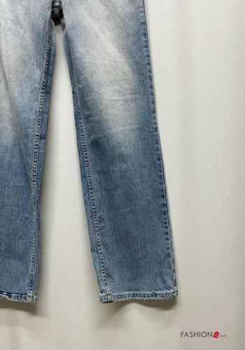 Jeans in Cotone denim con tasche con bottoni con zip - ph 4