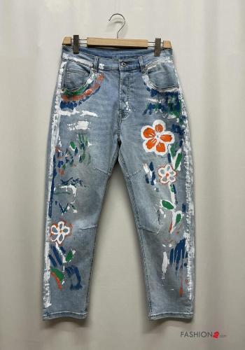 Jeans in Cotone Fantasia stampata con tasche con bottoni con zip - ph 2
