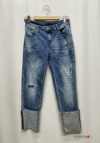 Vaqueros de Algodón tela vaquera con bolsillos con cremallera con botones - ph 2