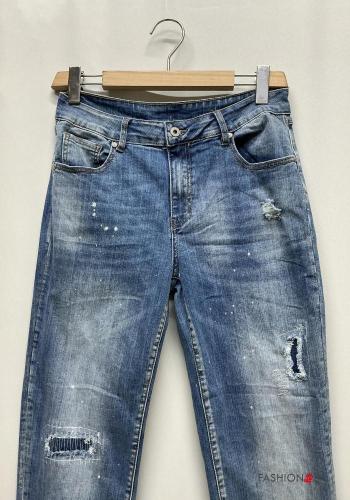 Vaqueros de Algodón tela vaquera con bolsillos con cremallera con botones - ph 4