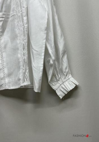 Camicia pizzo maniche lunghe Fantasia ricamata scollo a V - ph 4