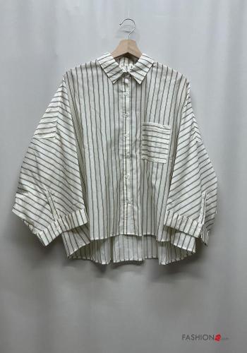 Camicia maniche lunghe con colletto Fantasia righe con bottoni con tasche - ph 2