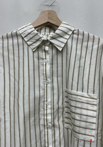 Camicia maniche lunghe con colletto Fantasia righe con bottoni con tasche - ph 3