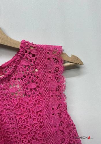 Top senza maniche girocollo Fantasia ricamata con zip - ph 4