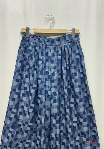 Abstract print wide leg Cotton Trousers with elastic - ph 3