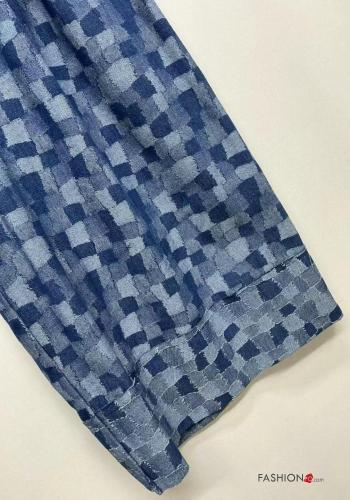 Abstract print wide leg Cotton Trousers with elastic - ph 4