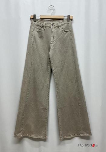 Jeans en Coton à boutons avec fermeture éclair avec poches - ph 2