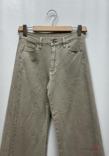 Jeans en Coton à boutons avec fermeture éclair avec poches - ph 3