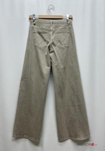 Jeans en Coton à boutons avec fermeture éclair avec poches - ph 5