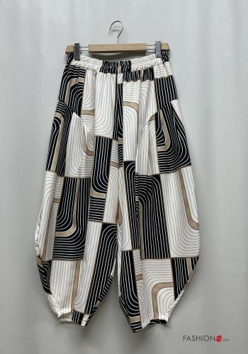 Pantalones de Algodón extra grande Estampado abstracto con elástico - ph 2