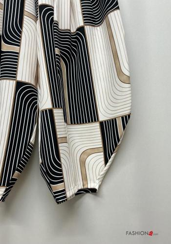 Pantalones de Algodón extra grande Estampado abstracto con elástico - ph 4