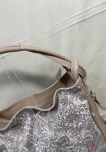 Bolso de Cuero Genuino Estampado Floral - ph 4