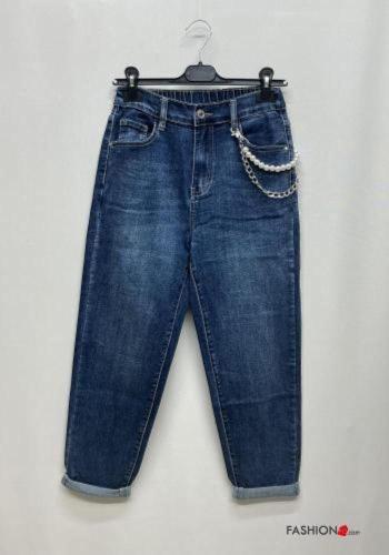 Calças de ganga em Algodão denim com corrente com fecho com bolsos com botões - ph 5