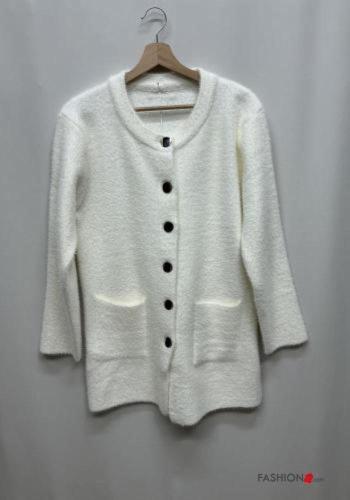 Cardigan maniche lunghe girocollo con bottoni con tasche - ph 7
