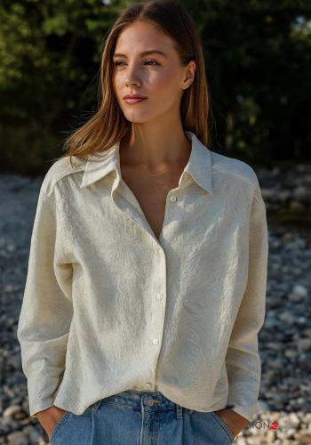 Camicia in Cotone maniche lunghe con colletto Fantasia ricamata con bottoni - ph 1