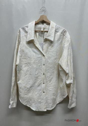 Camicia in Cotone maniche lunghe con colletto Fantasia ricamata con bottoni - ph 5