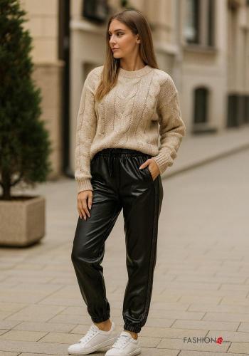 Pantalone ecopelle con elastico - ph 1