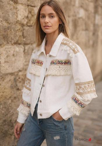 Embroidered long sleeve with collar Cotton Jacket with buttons - ph 1