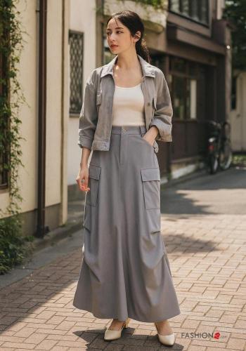 Skirt with buttons with zip with pockets - ph 1