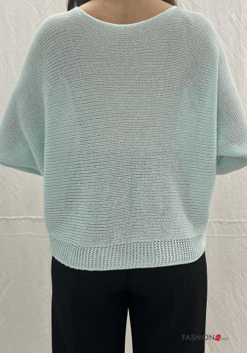 Blumenmuster Strickpullover aus Baumwolle schulterfrei - ph 3
