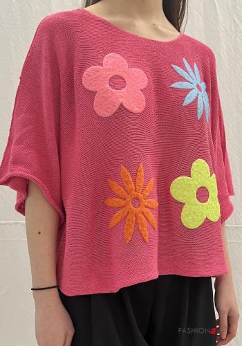 Maglione in Cotone maniche corte Fantasia floreale - ph 2
