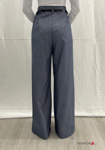 Pantalon taille haute wide leg avec ceinture avec poches - ph 3