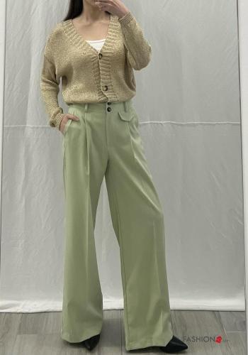 wide leg Trousers with pockets with elastic - ph 4