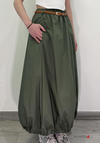 Longuette Cotton Skirt with belt with elastic with pockets - ph 2