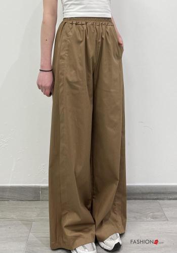 wide leg Cotton Trousers with elastic - ph 2