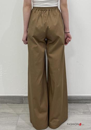 wide leg Cotton Trousers with elastic - ph 3