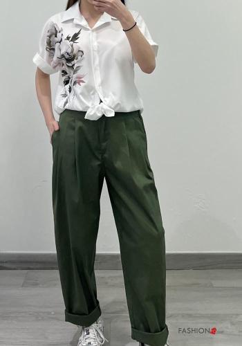 Cotton Trousers with pockets with elastic with zip - ph 4