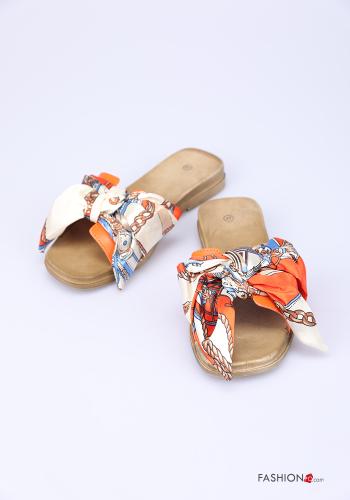 Pantoletten  mit Schleife Satin Jacquard-Muster - ph 1