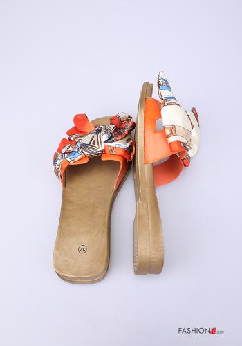 Pantoletten  mit Schleife Satin Jacquard-Muster - ph 4