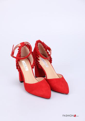 Chaussures à talons Suède ajustable à volants avec sangle - ph 1