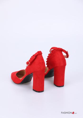 Chaussures à talons Suède ajustable à volants avec sangle - ph 2